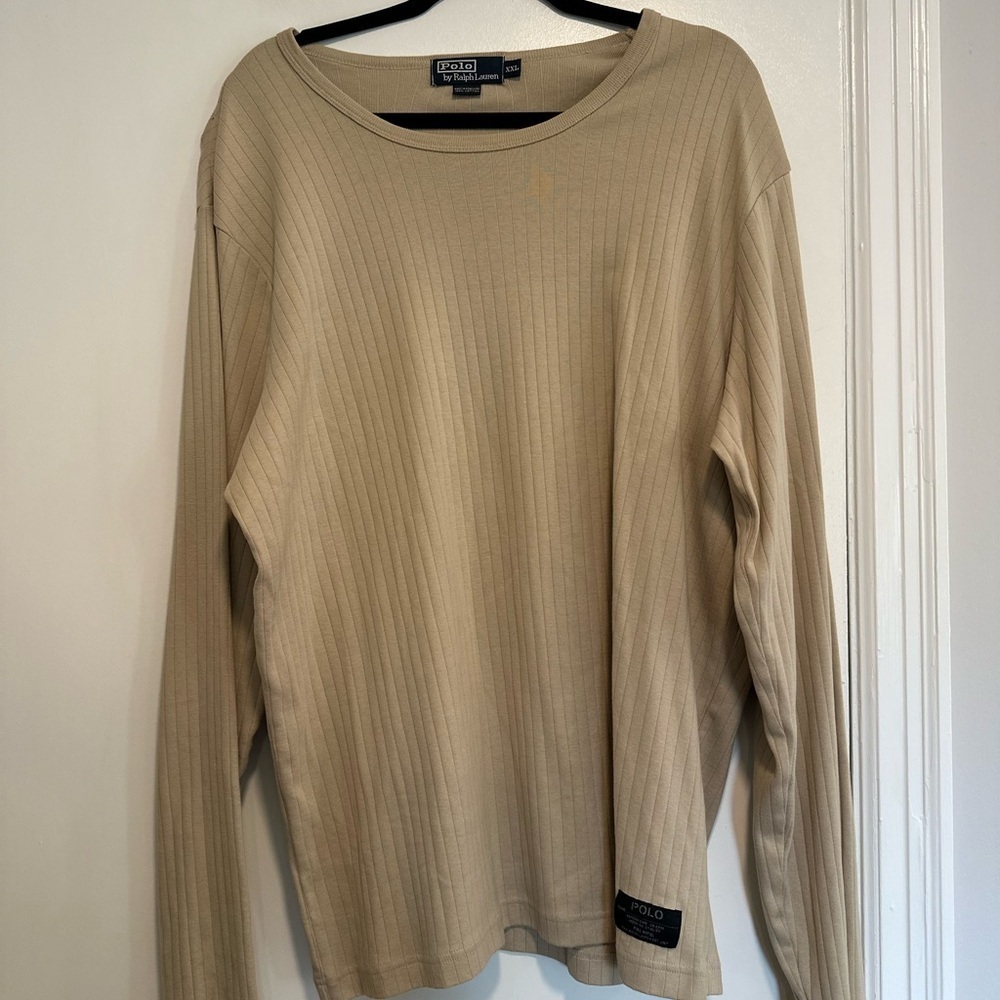 Polo Ralph Lauren Men’s Sz:XXL Tan 100% Cotton Round Neck long sleeve top.